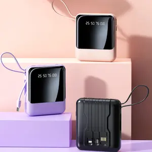 10000mah Portable Charger with 4 Data Cables, Supports 5v2.1a Output, Mini USB Power Bank for Apple iPhone Samsung Android Devices