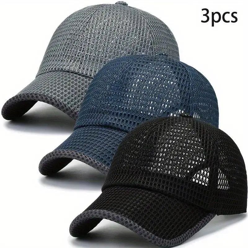 3Pcs Duckbill Baseball Caps - Anti-UV, Breathable Mesh, Lightweight, Cooling Comfortable Hats for Summer Outdoor Sports & Daily Use, Modern Sports Hats, Comfortable Breathable Hats
