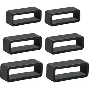 6 count Watch Band Keepers, 18mm/20mm/22mm  Watch Strap Holder Loops Watch Strap Retainer Black Rubber Watch Strap Keeper Replacement Watch Band Fastener Rings for   Watches Parts
