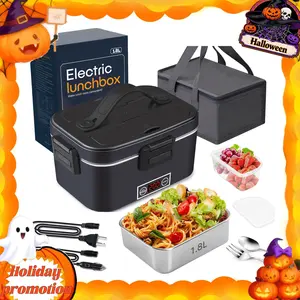 Nifogo 1.8L Electric Food Warmer Lunch Box Portable 110V 12V 24V Car Home Compatible Leak Proof with Tableware Lunch Bag for Office Travel - Bpa Free Plastic