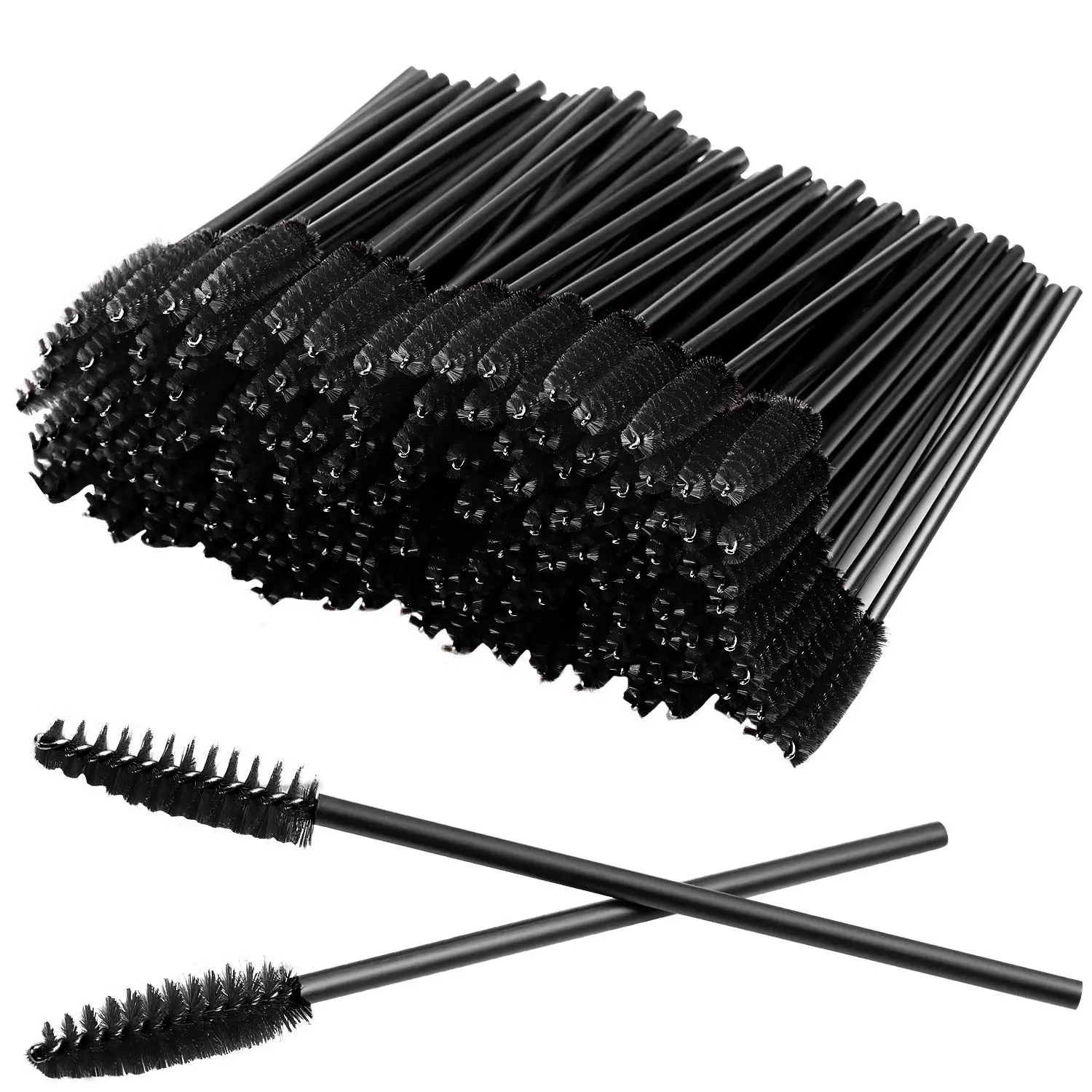 Muaworld 100 Pcs Disposable Eyelash Mascara Brushes for Eye Lashes Extension Eyebrow and Makeup (Black)