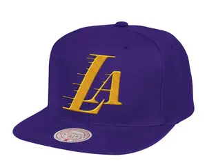 Mitchell & Ness Los Angeles Lakers HWC Logo Remix Men Snapback Hat Purple