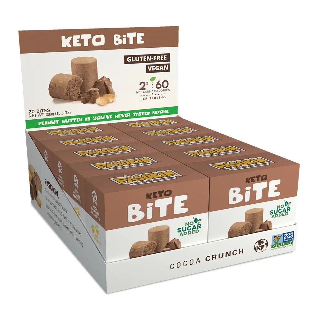 Pasokin Keto Cocoa Crunch – Zero Sugar, Low Carb, Gluten-Free, Vegan Energy Bites | High-Protein Healthy Snack for Keto & Plant-Based Diets