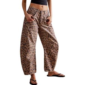 Chouyatou Barrel Jeans Women Wide Leg Cropped Jeans Y2k Mid Rise Baggy Jeans Boyfriend Denim Pants Harem Pants Vintage Breathable SpringStatements Womenswear High Waist