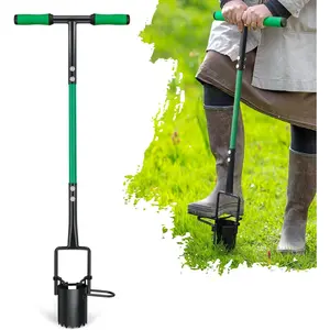 Bulb Planter Tool, Sod Plugger with Long Handle Serrated Base, 5-in-1 Lawn Plug Garden Tool for Transplanting, Digging, Grass Plug, Soil Sampler, Planting for Tulips, Iris, Daffodils