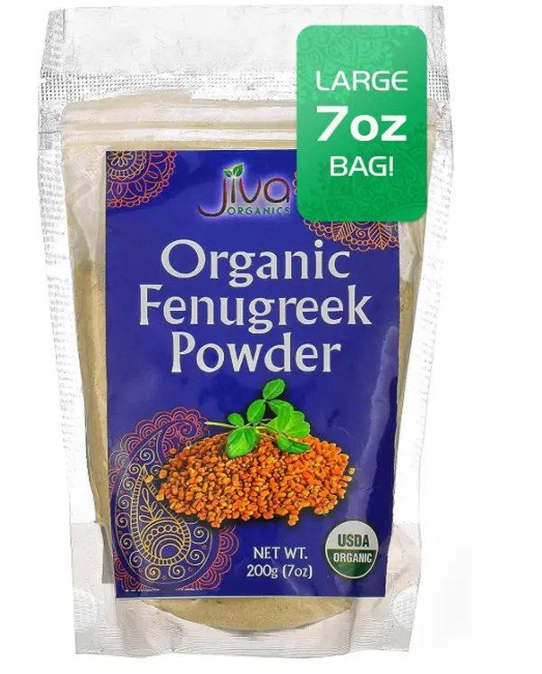 Jiva Organics Organic Fenugreek Powder 7oz Bag - Gluten Free, Non-GMO, Methi Powder, Pure, Raw & Natural - Great As A Spice Or Even For Hair Growth - Product of India