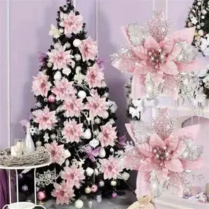 22 Christmas Artificial Flowers - Plastic Christmas Tree Decorations with Clips, Reusable, No Feathers, for Christmas, Weddings, Birthdays, Holiday Decorations, No Electricity (Multicolor) Decorative Flowers Ornaments
