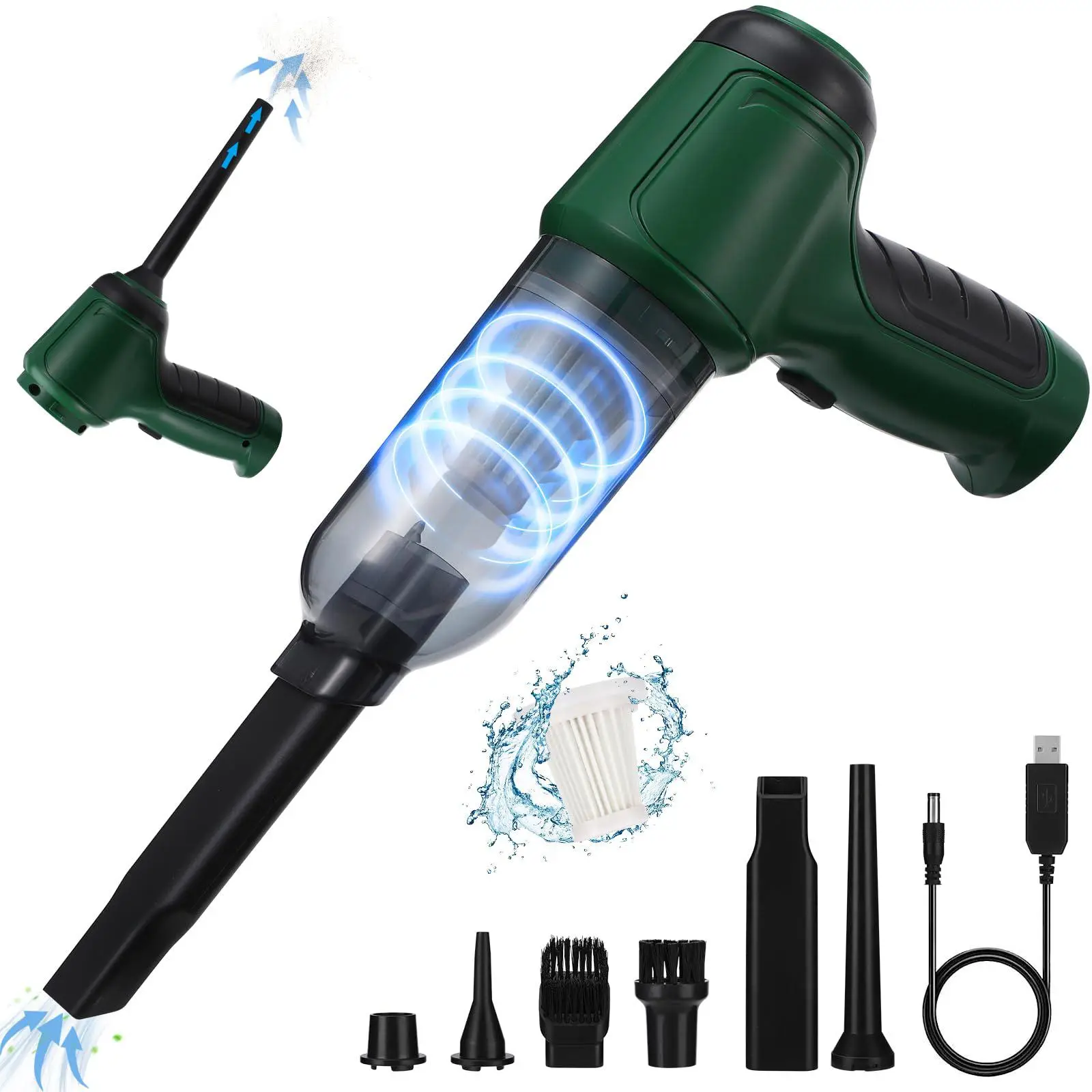 Portable Handheld Vacuum Cleaner, Rechargeable Cordless Vacuum Cleaner, Multifunctional 3 in 1 Electric Cleaning Tool for Home & Office