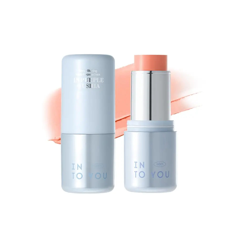 Cream Blush Stick Water Blurring, 5 in 1 Multi-purpose Makeup Balm Stick, Hydrating Blush Tint for Cheeks & Eyes, Lightweight, Long Wearing, Easy to Apply & Blend, BS01