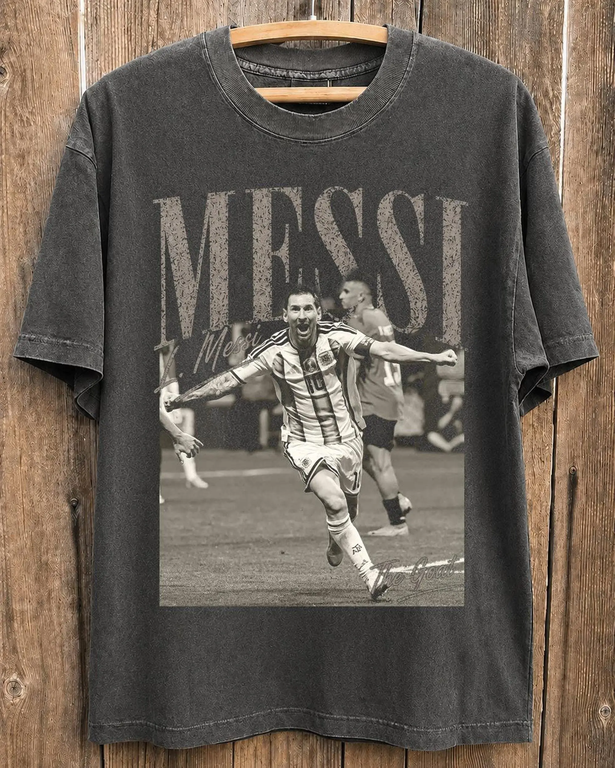 Lionel Messi Vintage Bootleg Soccer Comfort Color Shirt, The GOAT Argentina Football Graphic Tee, Retro Distressed 90s Soccer Fan Gift T-Shirt
