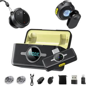 Wireless Lavalier Microphone with Charging Case – Magnetic Clip-On Lapel Mic, 328FT Long Range Noise Reduction Mini Mic for iPhone, Android & PC, LED Indicator for TikTok, YouTube & Interviews