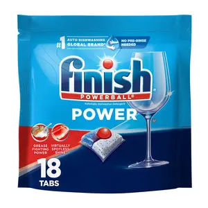 Finish Power Dishwasher Tablets Deep Clean and Stain Remover 18Ea