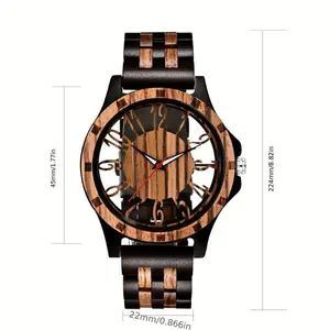 [Wood Men's Watch] Large Dial Hollow Quartz Men's All Wood Watch | Gift Box for Boys