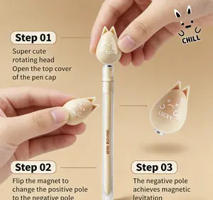 Fun Magnetic Rotating Pen Smooth Writing No Ink Breakage Light-Up Pen with Magnetic Levitation Function for Stationery Lovers