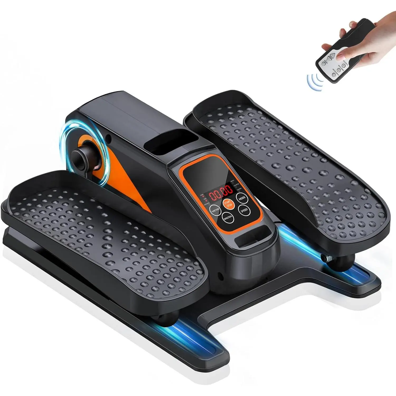 Under Desk Elliptical Machine - Quiet Portable Electric Seated Pedal Exerciser with Remote Control, 2 ft Straps, Easy Operation LCD Screen, 15 Adjustable Speeds, 5 Auto Modes for Seniors, Leg Rehabilitation & Exercising Body, 2 Foot Straps