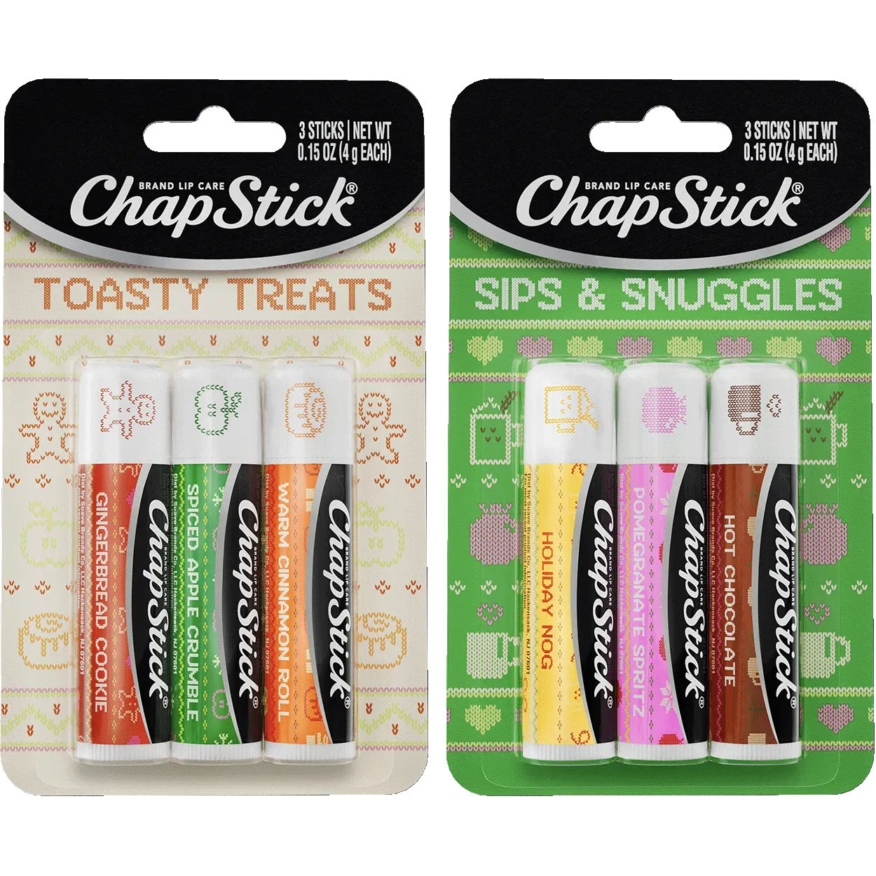 ChapStick Holiday Lip Balm Packs, Sips & Snuggles + Toasty Treats (6 Sticks), Stocking Stuffers