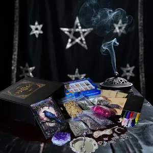 Beginner Witchcraft Kit - witchcraft supplies Starter Altar Set with Crystal Candles, Amethyst Cluster, Witch Bell &  Spoon | Ritual Supplies Gift Box for Wicca, Pagan, Spellwork Decor
