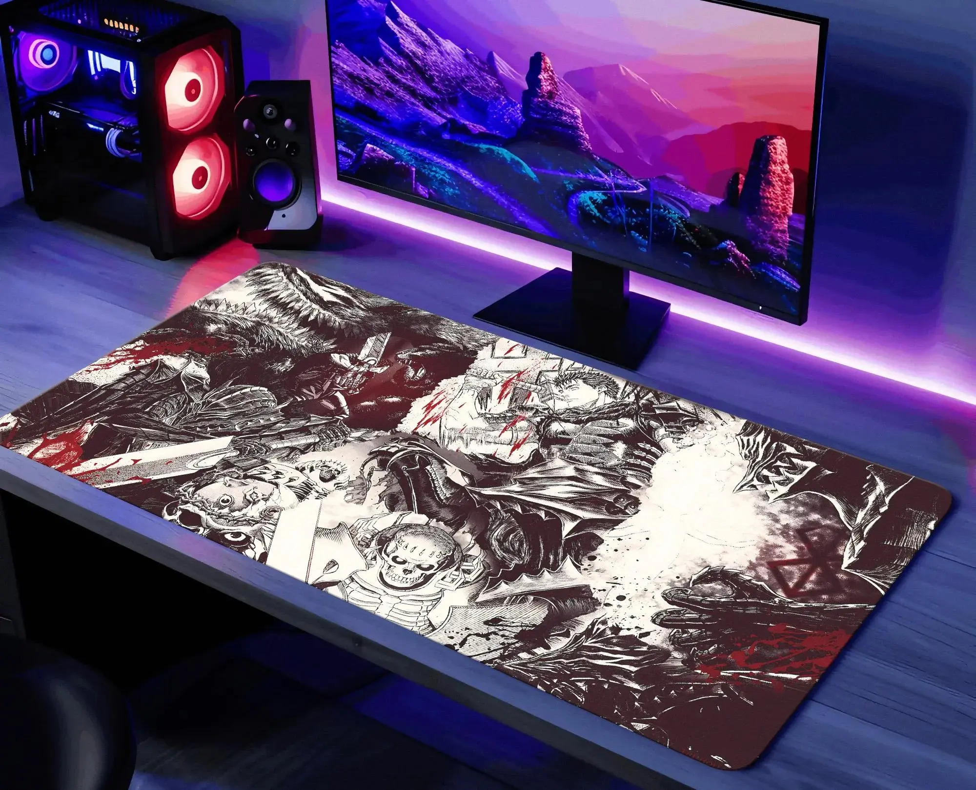 [SALE UP TO 45%] Berserk Desk Mat Anime Mouse Pad, GUTS PC Gaming Desk Pad for Gamers, Berserk Keyboard Mat Gift, Griffith Desk Mat