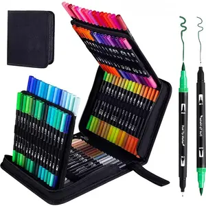 Dual Tip Colouring Brush Felt Tip Pens for Adult and Kids, Watercolour pen for Adult Adults and Kids Colouring Books Calligraphy Drawing Painting Sketching Highlighting, Art Supplies, Watercolor Painting Supplies, Crafts Art Supplies, Art Materials