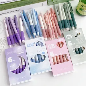 0.5mm Black Ink Gel Pen, 6 Counts/set Decompression Press Pen, Writing Pen for Students, Office Stationery & Supplies, Replaceable Ink Pen, Gel Ink Pens