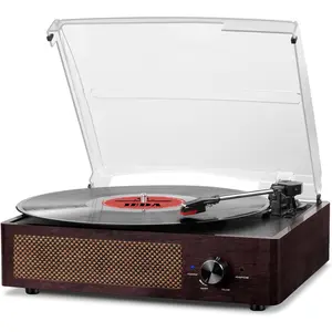 Bluetooth Vinyl Record Player, 3-Speed Turntable with Stereo Speakers, Vintage Phonograph Record Player, with RCA Line Out AUX in Headphone Jack, Christmas Gift, New Year Gift