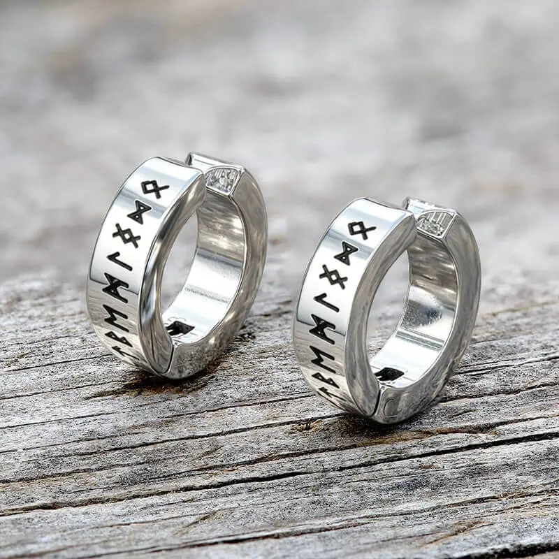 Gthic Nordic Viking Runes Stainless Steel Earring Ear Cuffs for Men Women Birthday Gifts