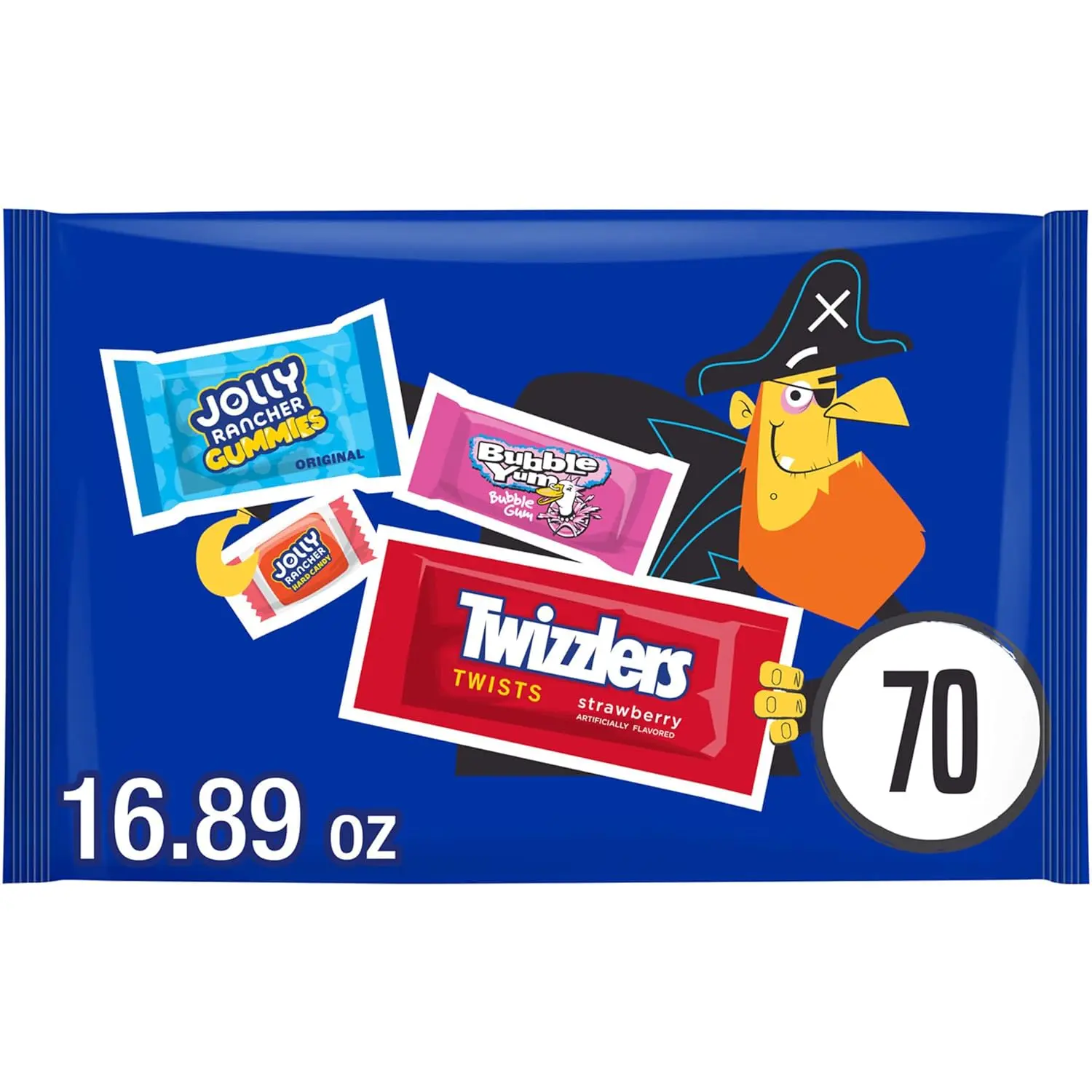Halloween Candy Variety Bag, 16.89 oz (70 Pieces) | Bubble Yum Bubble Gum, Jolly Rancher, Twizzlers Licorice Style Candy, Trick Or Treat, Bulk Assortment, 70 Pieces