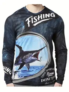 Fishing apparel with sun protection, quick-drying, and breathable properties prevents sweat buildup.  The lightweight, airy fabric offers freedom of movement, making it ideal for both outdoor wild fishing Outdoor Clothing