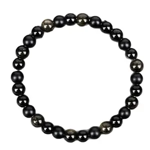 Triple Protection Natural Crystal Bracelet - Black Tourmaline, Obsidian & Black Onyx for Negative Energy Shield