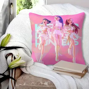 K-pop Fairy Stage Throw Pillow with Insert, Pink Anime Idol Print Cushion, Glittery Girl Group Style Decorative Pillow for Fans, Bedroom, Living Room, 45cm Square Zipper Closure, Gift Choice