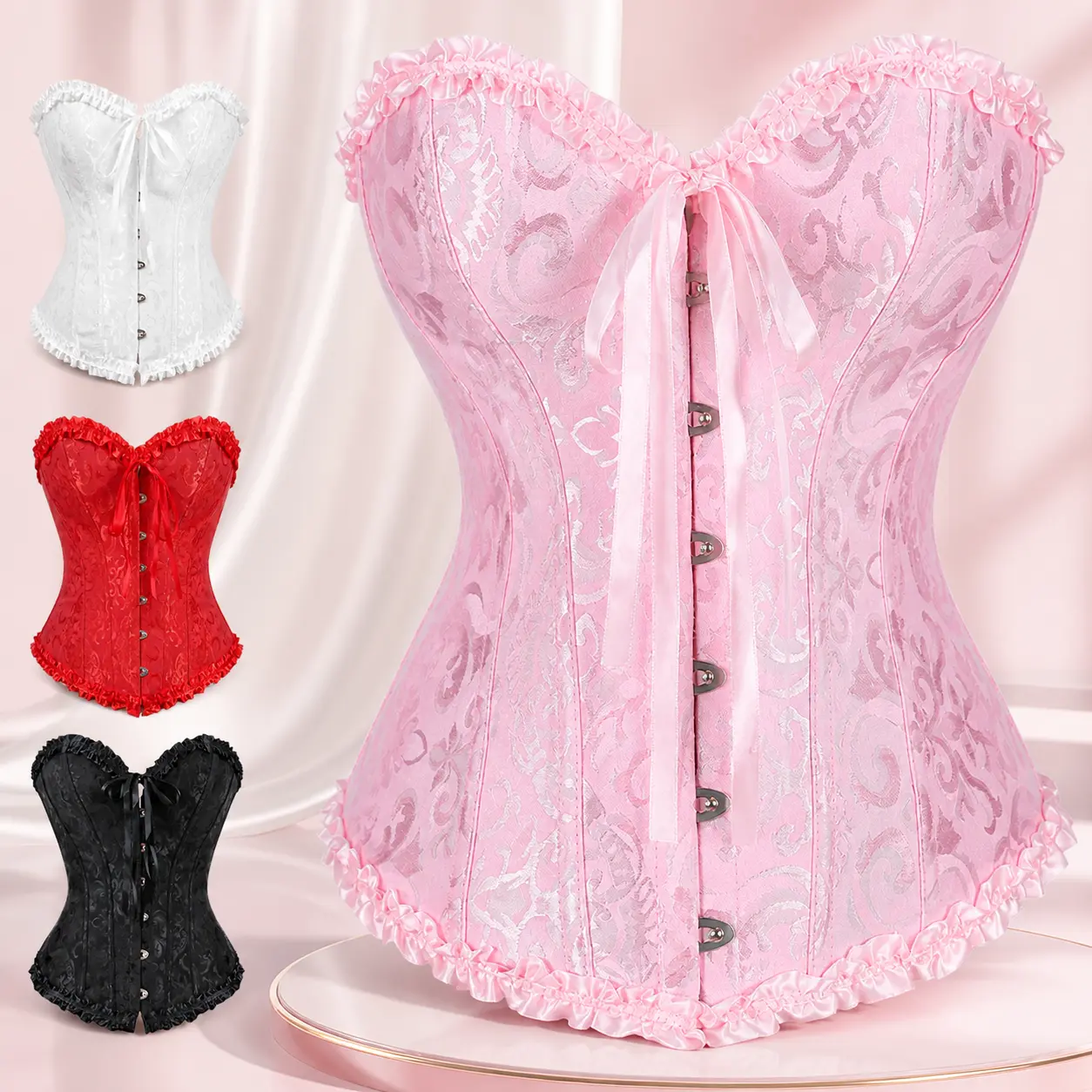 Trending Internet-famous Corset: Chest-supporting And Tummy-contracting Shapewear Bone Corset with Back Lacing, Palace-style Corset, Can Be Worn As Outerwear