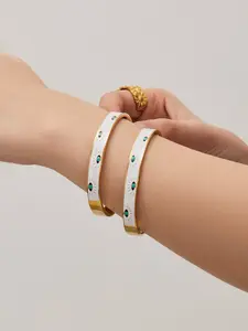 Stainless Steel Ring Buckle Bracelet, Drip Oil Design, Plated, Fashionable European & American Style, Unisex Jewelry