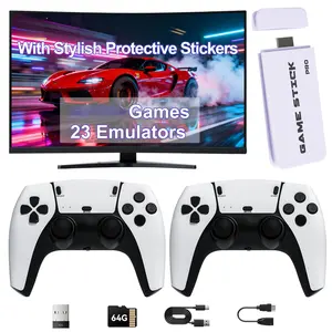 Wireless retro game console, retro game stick with over 20,000 games, 23 emulators, 64GB, Retro Game Stick Pro with dual 2.4GHz wireless controllers, plug-and-play TV video games, Video Game Machine