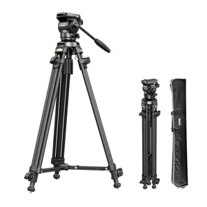 SmallRig AD-50 Heavy Duty Tripod, Carbon Fiber Video Tripod, 64"Lightweight Travel Tripod with Step-Less Damping Fluid Head, Detachable Handle, Lift Rope, Load up to 13.2lb for Camcorder, Cameras-4685