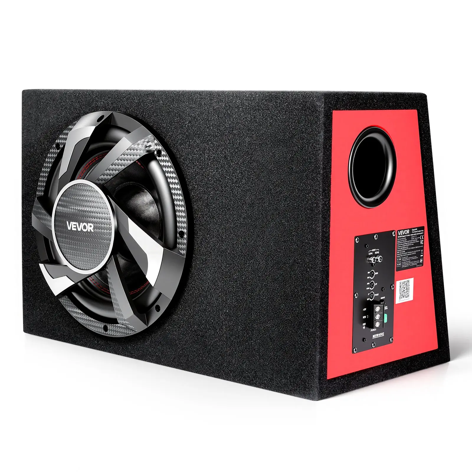 VEVOR Subwoofer Bass Package, 12 in, 245W RMS, Complete Car Audio Subwoofer and Amp Package, with Loaded Enclosure, Built-in Amplifier, and Wiring Kit, Slim Trapezoid, Compact for Car Audio Systems