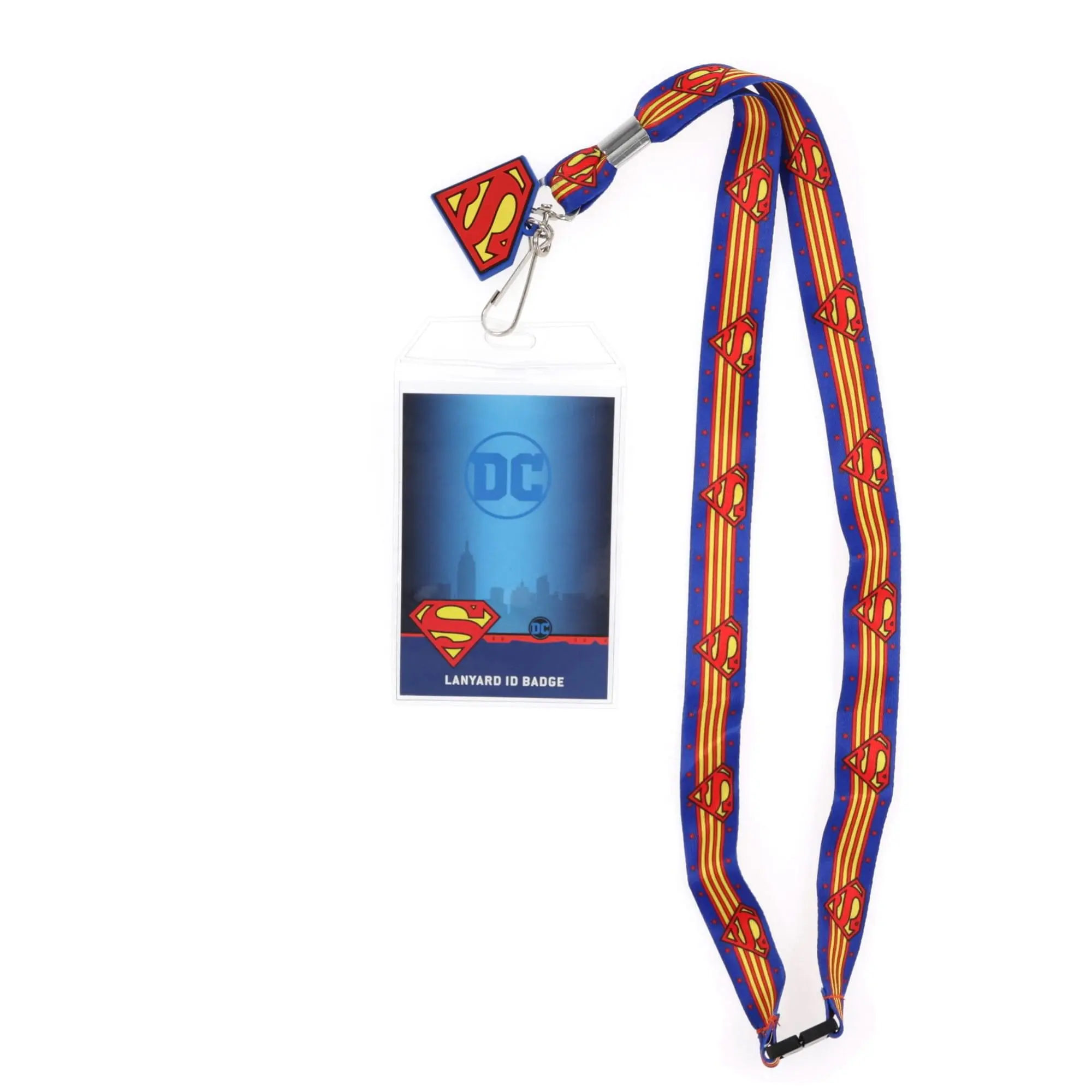 DC Comics Superman 22-In Lanyard for ID Badge, ID Badge Holder, and Logo Charm (Fashion Accessory), Super Hero