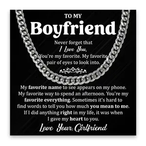 To My Boyfriend Promise Necklace, Boyfriend Christmas Valentine's Gift, Promise Necklace For Him, Promise Necklaces Gift For Boyfriend, Birthday Valentines Jewelry Gifts For Man, Husband Cuban Chain Necklace From Wife, Anniversary Necklaces For Boyfriend