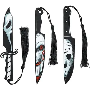 3Pcs Horror Movie Series Bookmarks, Featured Characters Halloween Themed Dagger Acrylic Bookmarks for Book Fans, Writers, Scholars, Bookworms, Friends