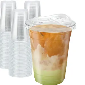 20/40 Pack 16oz Clear Plastic Cups with Lids – Sturdy, Food-Safe Disposable Cups for Iced Coffee, Smoothies, Cold Drinks with Sip Lids
