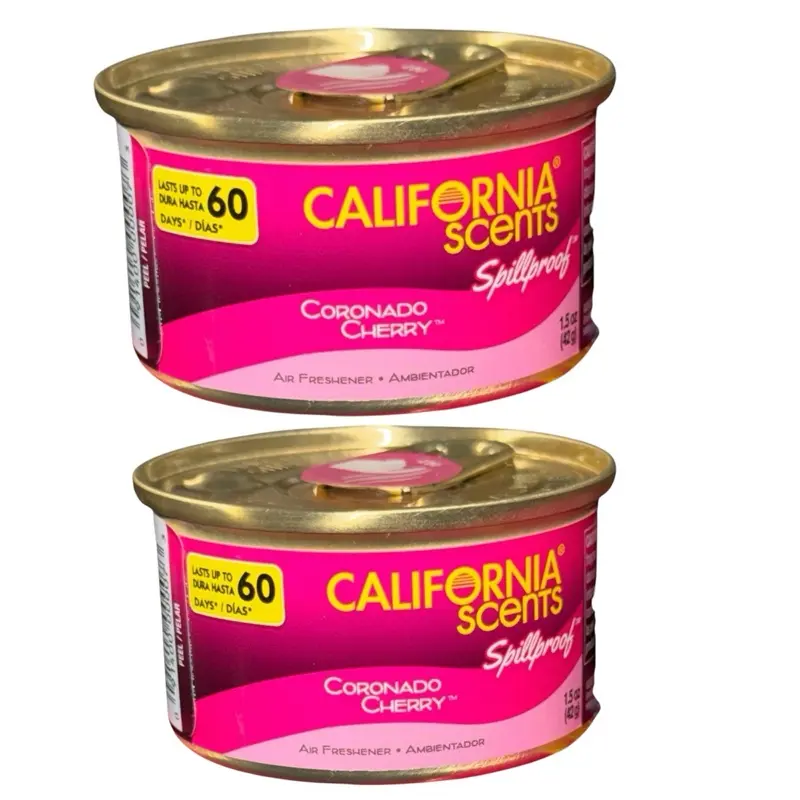 California Scents Coronado Cherry Spillproof Air Freshener 1.5 Ounce Canister Original Organic Scent for Car & Home PACK OF 2!