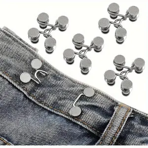 Adjustable No-sew Durable Jeans Button, Invisible Waist Adjuster for Clothing, Reusable Button Solution for Waist Size Control Sizing Adjustable Buttons