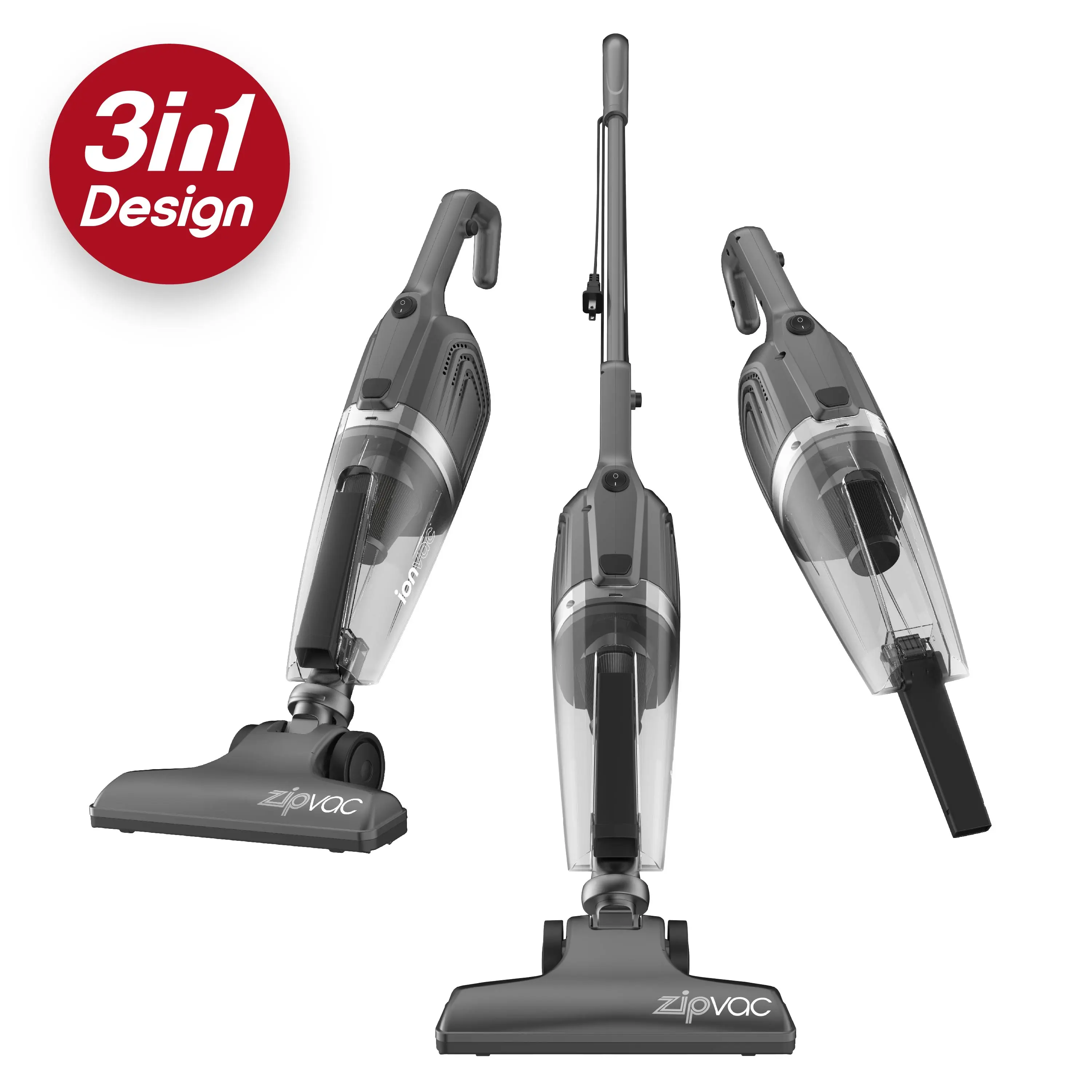 Tzumi ionvac ZipVac, 3-in-1 Corded Upright/Handheld Floor and Carpet Vacuum Cleaner Tzumi ionvac ZipVac, 3-in-1 Corded Upright/Handheld Floor and Carpet Vacuum Cleaner