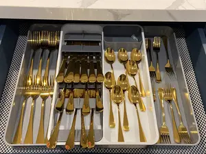 30 Pieces Heavy Duty Stainless Steel Flatware Set Golden Color