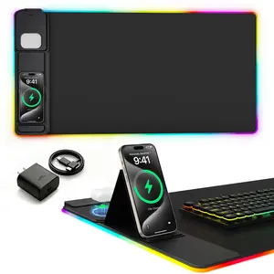 XXL RGB Glowing Waterproof Gaming Mouse Pad with 15W Fast Wireless Charging Desk Mat for Office Home Computer Writing Laptop Accessory