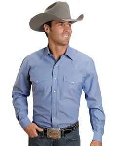 Stetson Men's Men'S Solid Oxford Snap Long Sleeve Western Shirt - 11-001-0465-1022Bl