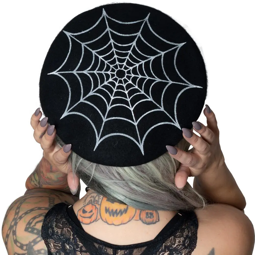 Web Black Beret Hat