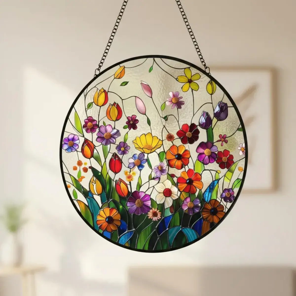 Floral Stained Glass Suncatcher
