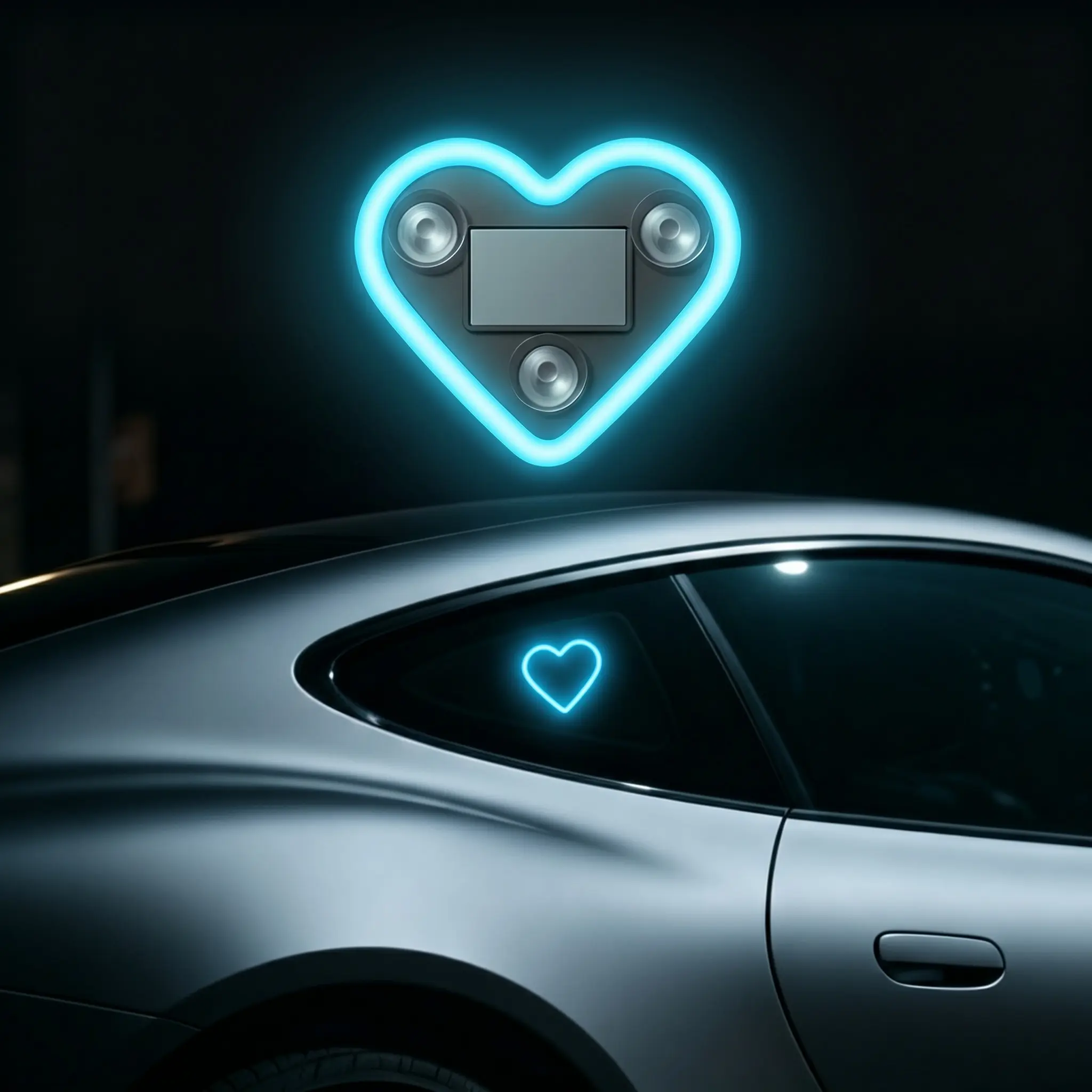 Solar-Powered Heart Neon Car Light, USB Rechargeable Ambient Light with 4 Colors & 5 Modes, No Wiring Needed Car Window Decoration for Couples Night Drive, TikTok Viral Romantic Car Accessory, Universal Fit for All Vehicles -YY0