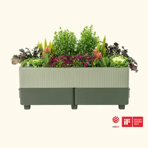 Vego Garden EZCube Self-Watering Planter 21" x 48" Elevated Planting Boxes for Low Maintenance Patio-Friendly Aerates Soil Perfect for Travelers