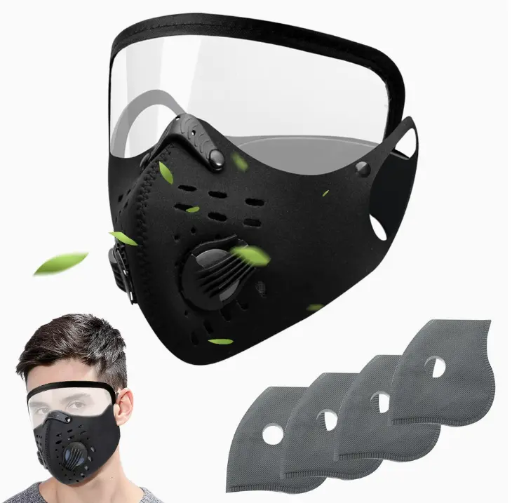 Reusable Outdoor Dust Mask for Men-Women, Detachable Face Cover with 4 Replacement Filters (Home & Party Supplies)
